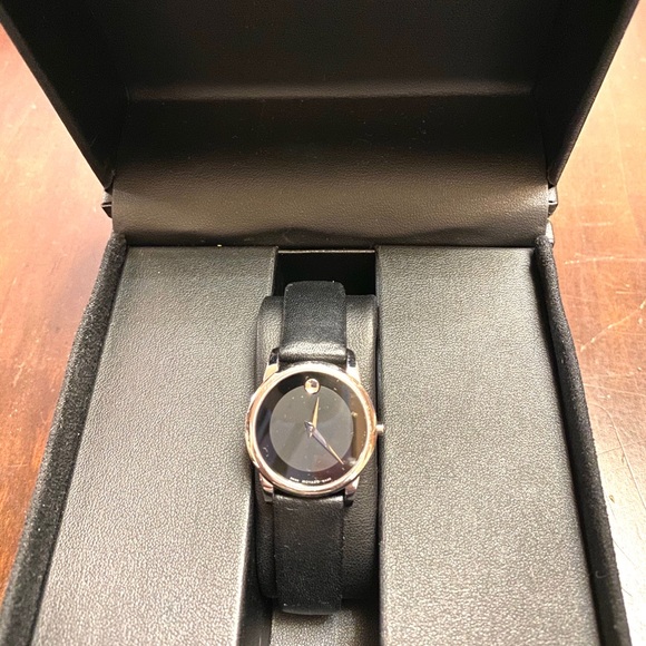 Movado Museum Classic Black Leather Strap Watch - Picture 2 of 8